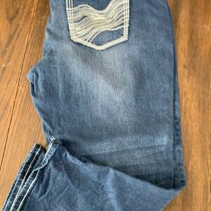 Blue Denim Jeans with White Stitching
